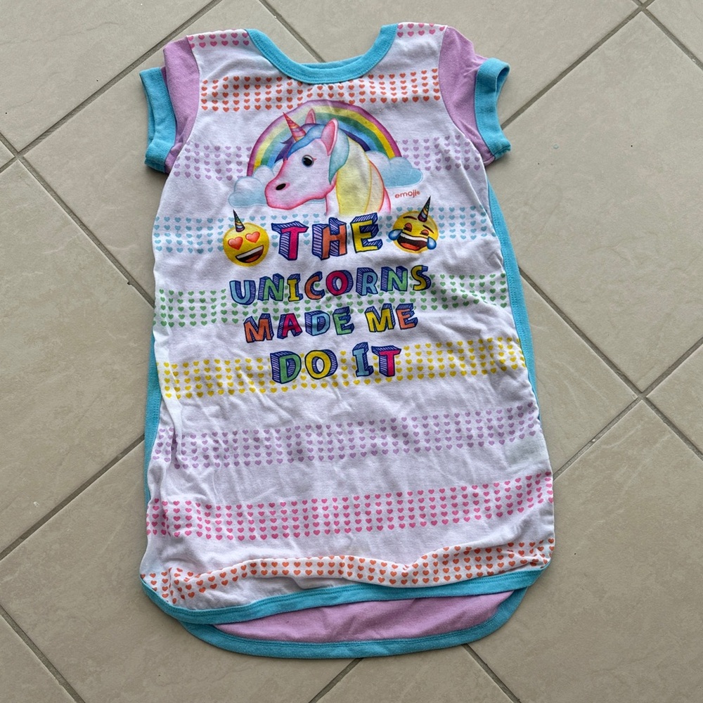 Colorful Unicorn Kids Emoji Nightgown